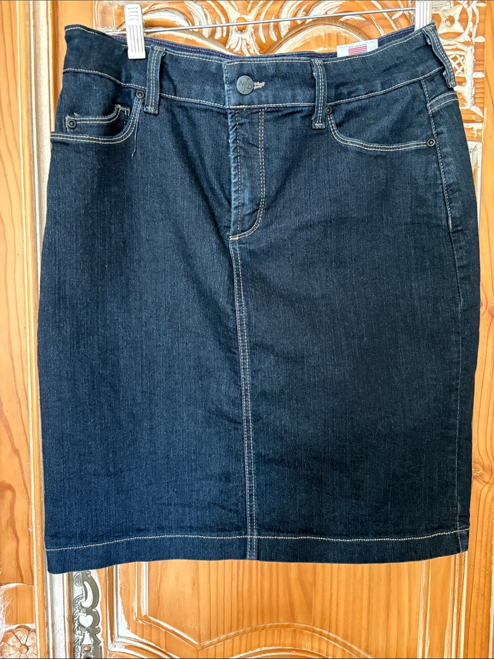 Dark Indigo Denim Pencil Skirt - NYDJ made in USA petite 10 petite